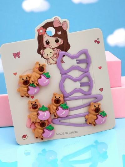 Sada sponiek do vlasov s motívom medvedíka a mašle