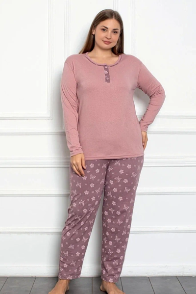 Royalfashion Dámske bavlnené pyžamo s motívom motýľa 2-dielne PLUS SIZE