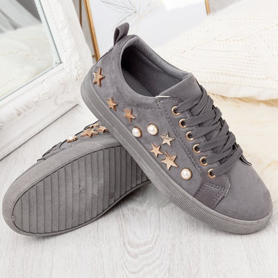 Szare tenisówki z ozdobami Jasan - Obuwie