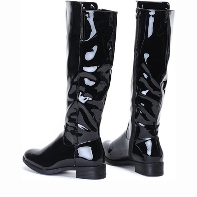 Czarne kozaki lakierowane Wild Thoughts - Obuwie