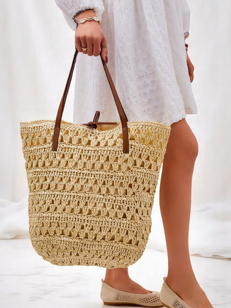 Royalfashion Veľká slamená dámska kabelka Prírodná Klasická