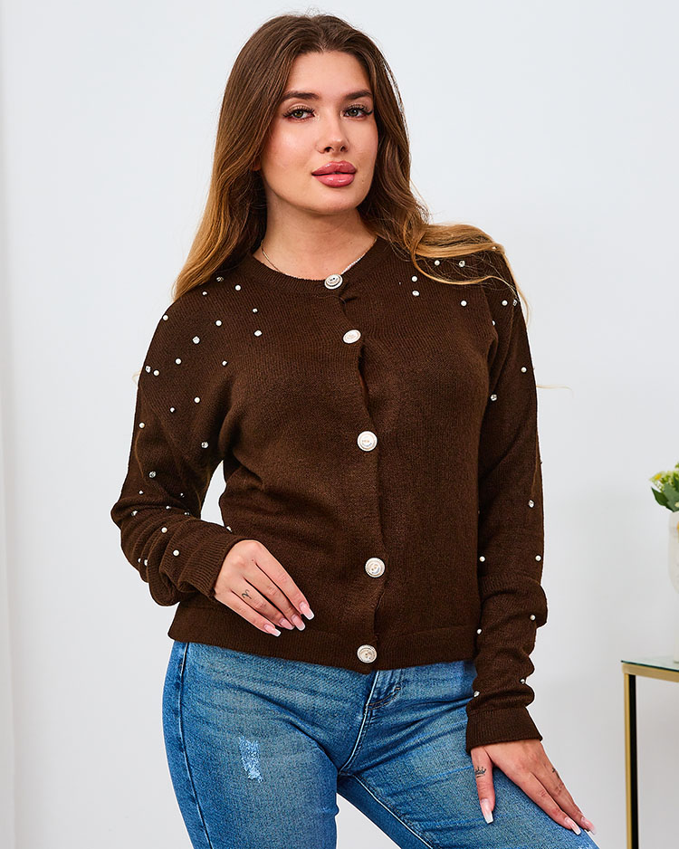 Royalfashion Červený dámsky sveter bez gombíkov