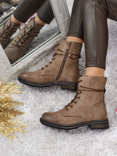 Ženski Gležnarji Flora Rjavi Sintetični Casual za Jesen