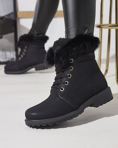 Klasické dámske čižmy a'la trapper v čiernej farbe Lausa- Footwear