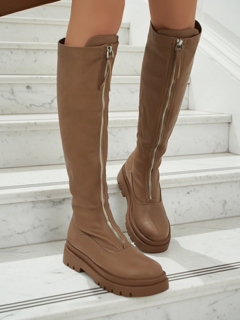 Ženski škornji z zadrgo na sredini Merivon