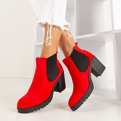 Červené dámské kotníkové boty na sloupku Umberto - Obuv