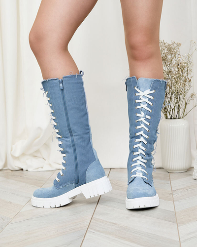 Royalfashion Modré dámske látkové čižmy Leconen