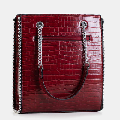 Dámska červená kabelka s vyrazením hadej kože - Kabelky