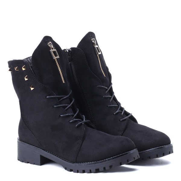 Czarne workery z ćwiekami Joan- Obuwie