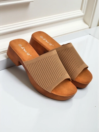 Royalfashion Ženski natikači z nizko peto Ribbed Grace