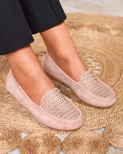 Béžové dámske mokasíny so zirkónmi Bretika - Obuv