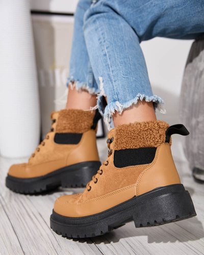 OUTLET Dámske zateplené trapérové čižmy v ťavej farbe Norisis - Obuv