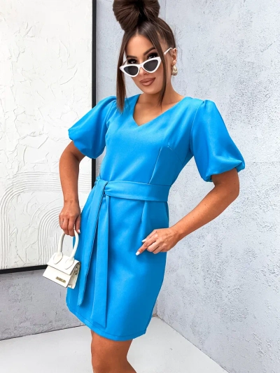 Royalfashion Dámska mini šaty s naberanými rukávmi a výstrihom do V