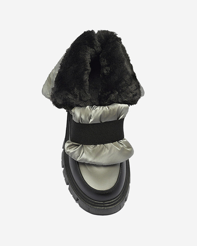 Dámske snehové topánky na plochej podrážke v čierno-šedej farbe Ferory- Obuv