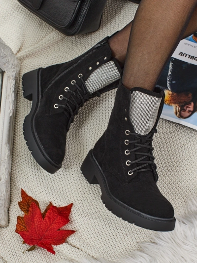 Eko semiš ženski gležnarji na vezalke Ferlyne