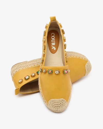 Žlté dámske espadrilky s kryštálmi Ziennie - Obuv