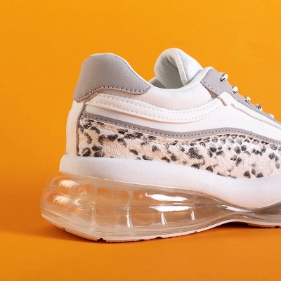 OUTLET Biele dámske športové topánky s vložkou z hadej kože Vina - Obuv