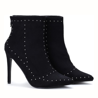 Czarne botki na szpilce Danielle - Obuwie