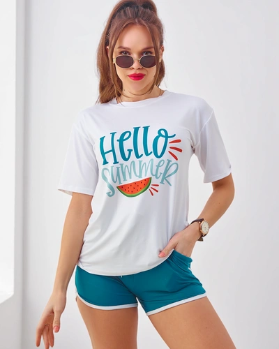 Royalfashion Dámsky športový set s tričkom a šortkami Hello Summer