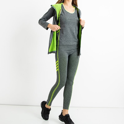 Šedá športová súprava s neónovozelenými vložkami - Oblečenie