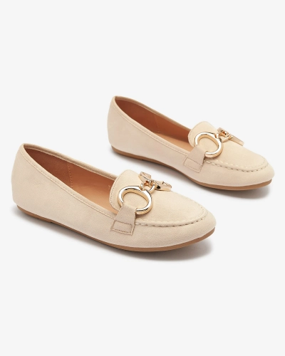 OUTLET Royalfashion Béžové dámske mokasíny z ekokože s ornamentom Briseri