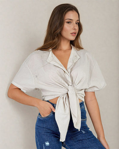 Royalfashion Dámska oversize košeľa s výšivkou