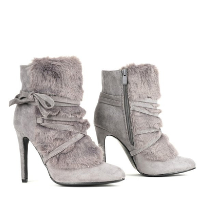 Szare botki na szpilce Rumina - Obuwie