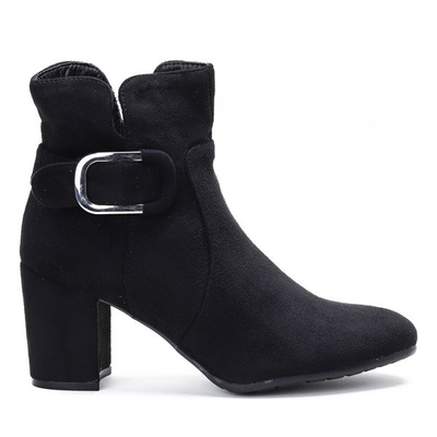 Czarne botki na wyższym słupku z ozdobną klamrą Polly - Obuwie
