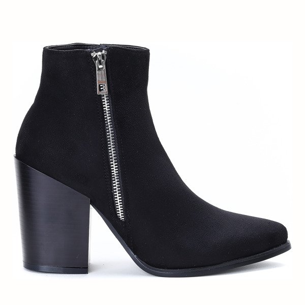 Czarne botki na słupku Charlene - Obuwie