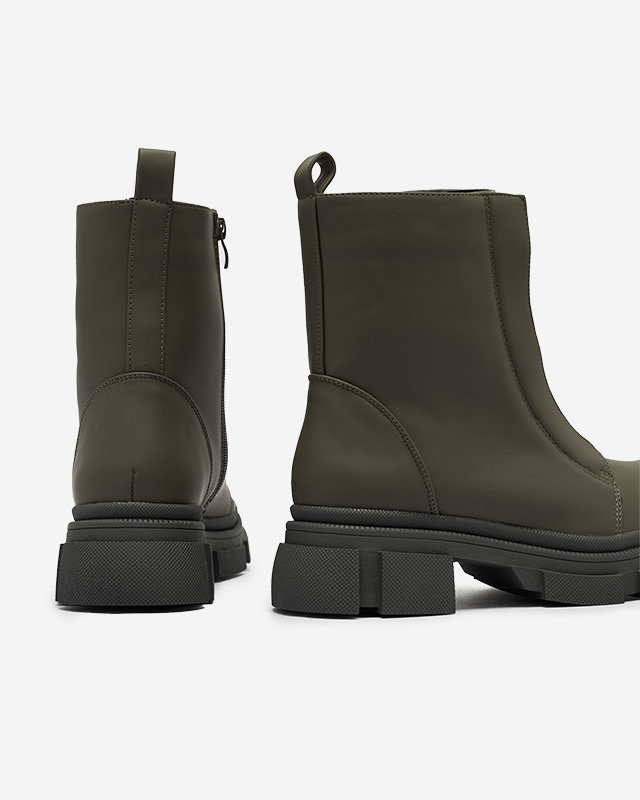 Dámske zateplené tmavozelené vysoké čižmy Slovys- Obuv