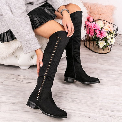 Czarne kozaki Flavia- Obuwie