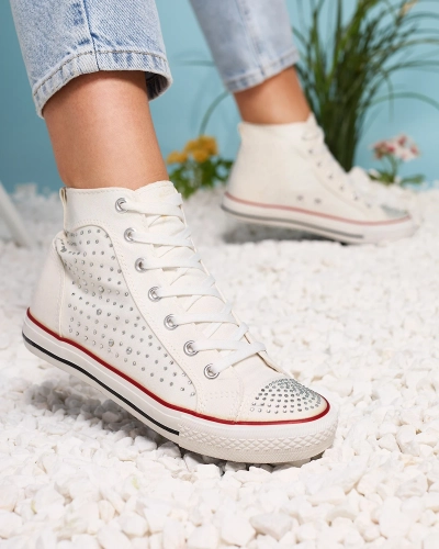 Biele vysoké tenisky so zirkónmi Totulu- Obuv