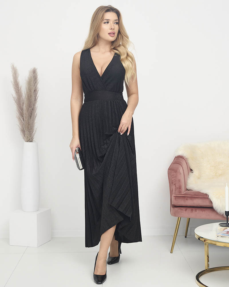 Dlhé čierne dámske trblietavé šaty - Oblečenie