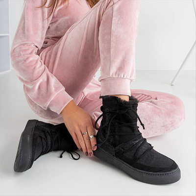 Čierne dámske snehové topánky s kožušinou Nosesi - Obuv