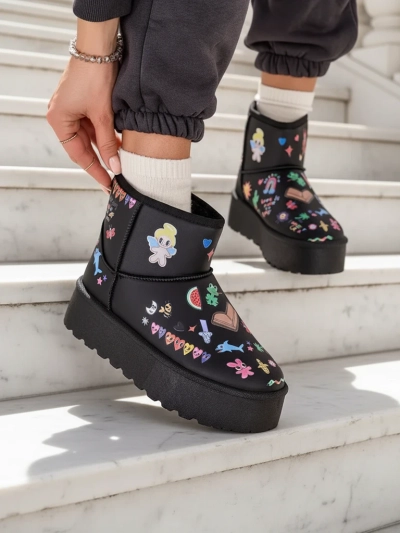 Royalfashion Krátke snehové topánky pre ženy so štýlom obuvi s nálepkami Hanaga