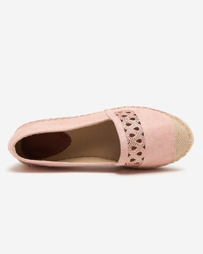 OUTLET Ružové dámske slip on espadrilky s kubickými zirkónmi Wexy - Topánky