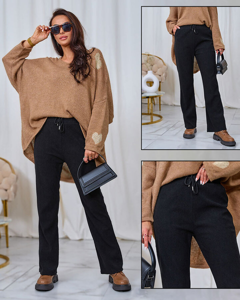 Royalfashion Dámske nohavice z manšestrovej látky v čiernej farbe