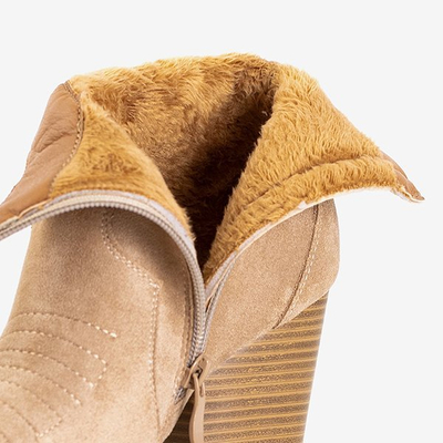 Béžové kovbojské topánky na vysokom stĺpiku Asterina - Obuv