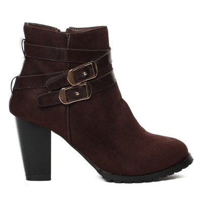 OUTLET Brązowe botki na słupku Ortona - Obuwie