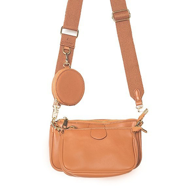 Trojdielna malá dámska kabelka hnedej farby - Kabelky