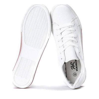 OUTLET Biało - różowe sportowe buty ze skóry ekologicznej Elia - Obuwie