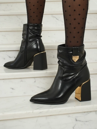 Ženski gležnarji iz eko usnja s peto AshenPurl