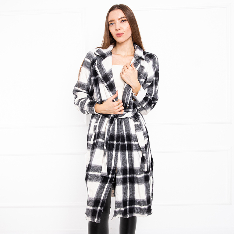 Dámska čierna kockovaná dlhá košeľa - Oblečenie