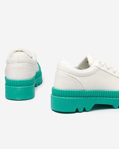 OUTLET Dámske tenisky biele so zelenou podrážkou Comp - Footwear