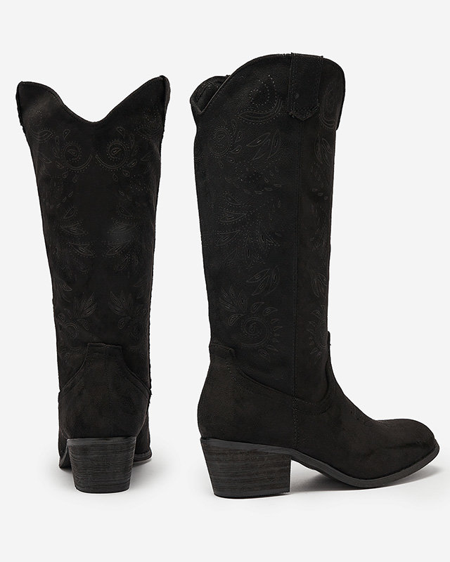 Čierne čižmy na nízkom podpätku Lieffi- Obuv