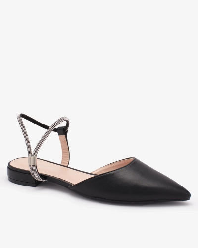 Royalfashion Black Dámske sandále na plochom podpätku so zdobenou lesklou podrážkou