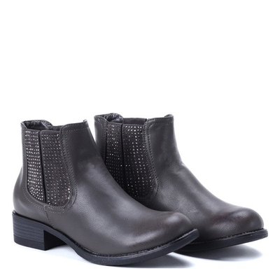 Szare botki z cyrkoniami Ina- Obuwie