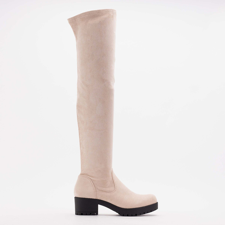 Béžové čižmy pod kolená Erwinet - Obuv