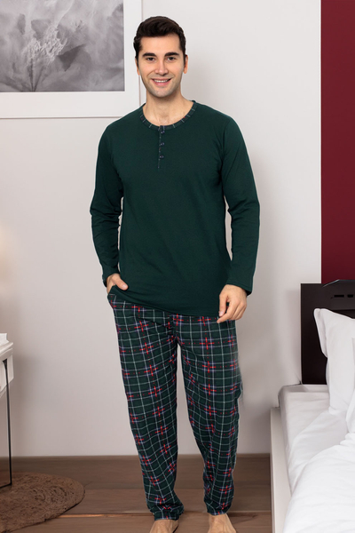 Royalfashion pánska bavlnená pyžama so škárovaným vzorom