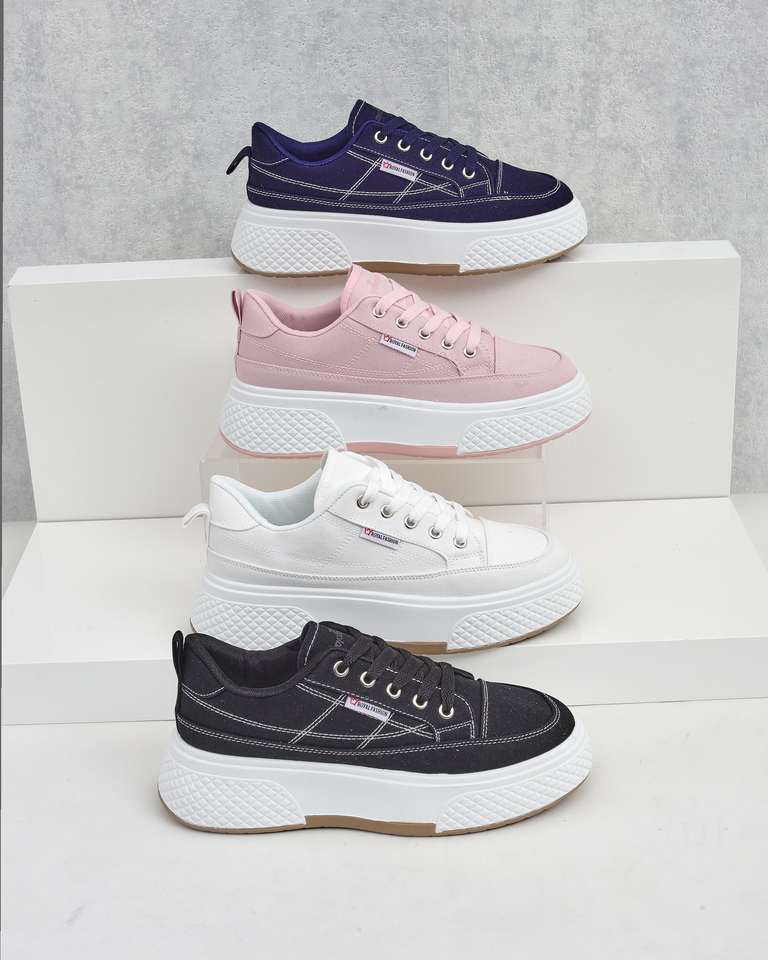 Ženski športni copati Callista na platformi, mornarsko modri, tkanina, pomlad-poletje